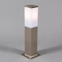 QAZQA Stehlampen Außen|Gartenbeleuchtung*Außen-Stablampe Stahl 45cm IP44 - Malios mit Erdspieß und Kabelverschraubung
