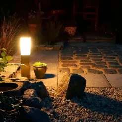 QAZQA Stehlampen Außen|Gartenbeleuchtung*Außen-Stablampe Stahl 45cm IP44 - Malios mit Erdspieß und Kabelverschraubung