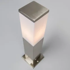 QAZQA Stehlampen Außen|Gartenbeleuchtung*Außen-Stablampe Stahl 45cm IP44 - Malios mit Erdspieß und Kabelverschraubung