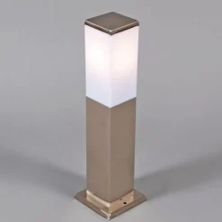 QAZQA Stehlampen Außen|Gartenbeleuchtung*Außen-Stablampe Stahl 45cm IP44 - Malios mit Erdspieß und Kabelverschraubung