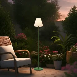 QAZQA Gartenbeleuchtung|Stehlampen Außen*Außenstehleuchte Grün mit weißem Schirm IP65 - Virginia