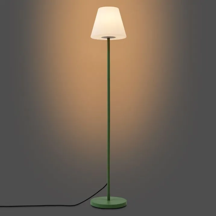 QAZQA Gartenbeleuchtung|Stehlampen Außen*Außenstehleuchte Grün mit weißem Schirm IP65 - Virginia