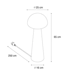 QAZQA Gartenbeleuchtung|Stehlampen Außen*Außenstehleuchte schwarz 65 cm - Pilz
