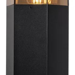 QAZQA Gartenbeleuchtung|Stehlampen Außen*Außen-Stehleuchte schwarz mit Rauchschirm sechseckig 30 cm - Denmark