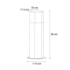QAZQA Gartenbeleuchtung|Stehlampen Außen*Außen-Stehleuchte schwarz mit Rauchschirm sechseckig 30 cm - Denmark