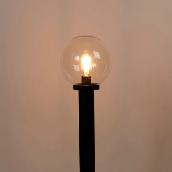 QAZQA Gartenbeleuchtung|Laternen Außen*Außenstehleuchte schwarz mit klarer Kugel 100 cm IP44 - Sfera