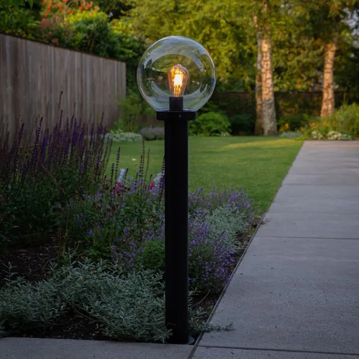 QAZQA Gartenbeleuchtung|Laternen Außen*Außenstehleuchte schwarz mit klarer Kugel 100 cm IP44 - Sfera