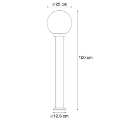 QAZQA Gartenbeleuchtung|Laternen Außen*Außenstehleuchte schwarz mit klarer Kugel 100 cm IP44 - Sfera