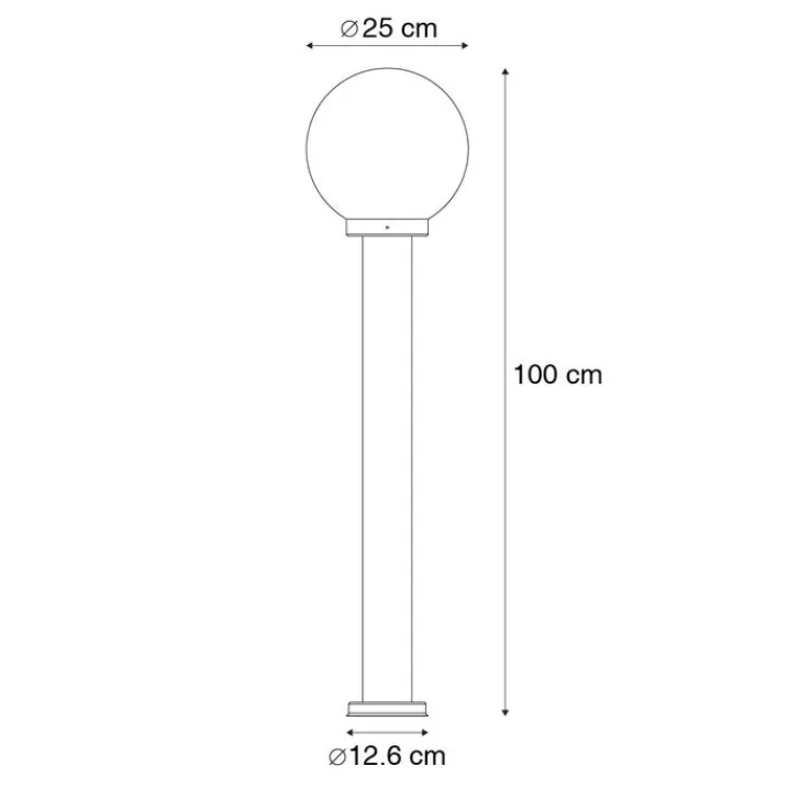 QAZQA Gartenbeleuchtung|Laternen Außen*Außenstehleuchte schwarz mit klarer Kugel 100 cm IP44 - Sfera