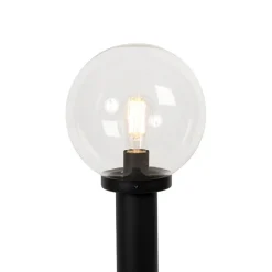 QAZQA Gartenbeleuchtung|Laternen Außen*Außenstehleuchte schwarz mit klarer Kugel 100 cm IP44 - Sfera