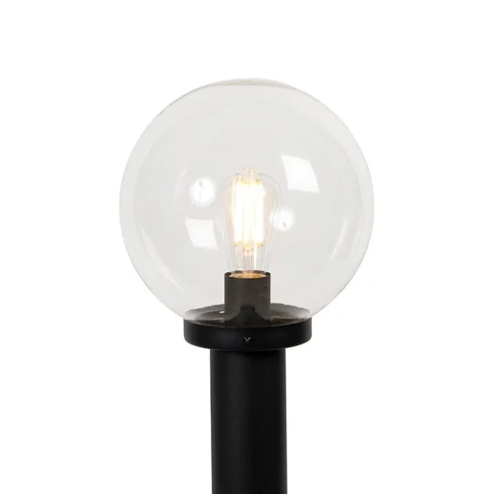 QAZQA Gartenbeleuchtung|Laternen Außen*Außenstehleuchte schwarz mit klarer Kugel 100 cm IP44 - Sfera