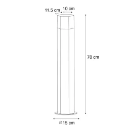 QAZQA Gartenbeleuchtung|Stehlampen Außen*Außen-Stehleuchte schwarz mit Rauchschirm sechseckig 70 cm - Denmark
