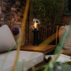 QAZQA Gartenbeleuchtung|Stehlampen Außen*Außenstehleuchte schwarz mit klarer Kugel 50 cm IP44 - Sfera