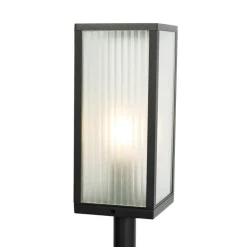 QAZQA Gartenbeleuchtung|Laternen Außen*Außen-Stehleuchte schwarz mit geriffeltem Glas 100 cm IP44 - Charlois Ribbed
