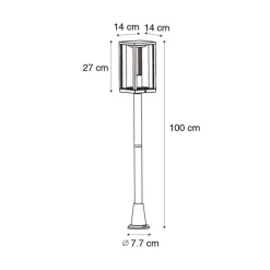 QAZQA Gartenbeleuchtung|Laternen Außen*Außen-Stehleuchte schwarz mit geriffeltem Glas 100 cm IP44 - Charlois Ribbed