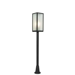 QAZQA Gartenbeleuchtung|Laternen Außen*Außen-Stehleuchte schwarz mit geriffeltem Glas 100 cm IP44 - Charlois Ribbed