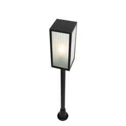 QAZQA Gartenbeleuchtung|Laternen Außen*Außen-Stehleuchte schwarz mit geriffeltem Glas 100 cm IP44 - Charlois Ribbed
