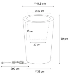 QAZQA Gartenbeleuchtung|Stehlampen Außen*Außenstehleuchte weiß 60 cm Blumentopf IP44 - Verano