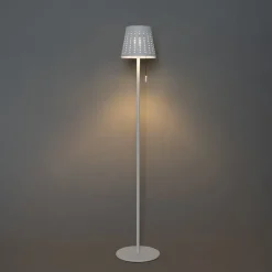 QAZQA Gartenbeleuchtung|Led-Außenleuchten*Außenstehleuchte weiß inkl. LED 3-stufig dimmbar auf Solar - Ferre