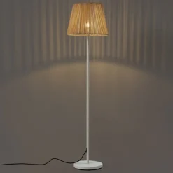 QAZQA Gartenbeleuchtung|Stehlampen Außen*Außen-Stehleuchte weiß mit beigefarbenem Seilschirm IP44 - Virginia Jayla