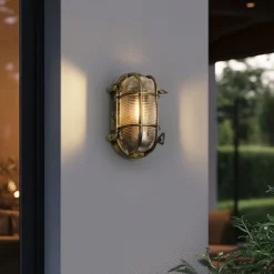 QAZQA Gartenbeleuchtung|Außenwandleuchten*Außenwand- und Deckenleuchte Antikgold Oval IP44 - Noutica