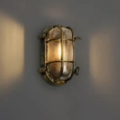 QAZQA Gartenbeleuchtung|Außenwandleuchten*Außenwand- und Deckenleuchte Antikgold Oval IP44 - Noutica