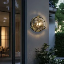 QAZQA Gartenbeleuchtung|Außenwandleuchten*Außenwand- und Deckenleuchte Antikgold Rund IP44 - Noutica