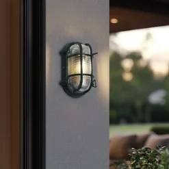 QAZQA Gartenbeleuchtung|Außenwandleuchten*Außenwand- und Deckenleuchte Dunkelgrün Oval IP44 - Noutica