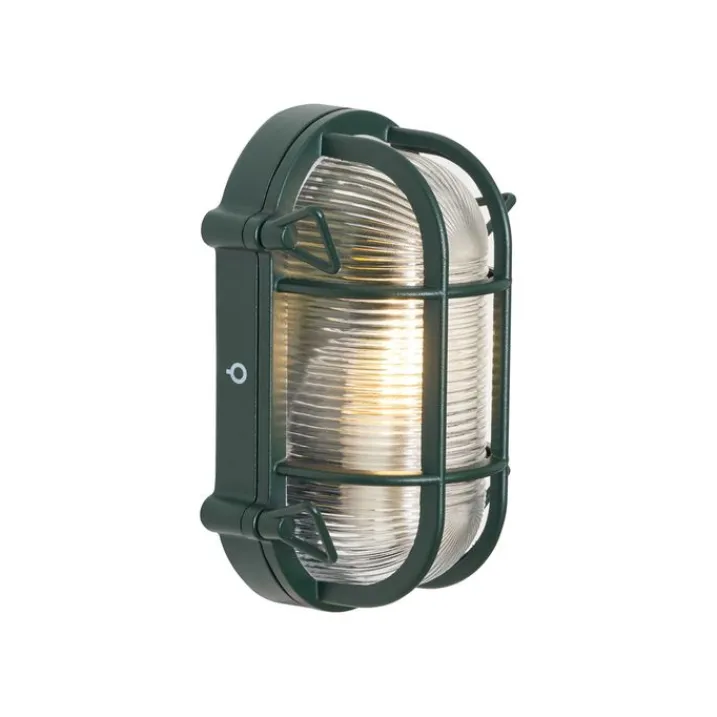 QAZQA Gartenbeleuchtung|Außenwandleuchten*Außenwand- und Deckenleuchte Dunkelgrün Oval IP44 - Noutica