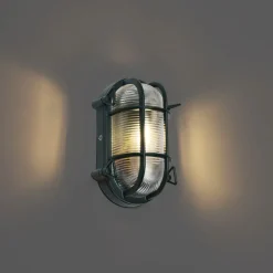 QAZQA Gartenbeleuchtung|Außenwandleuchten*Außenwand- und Deckenleuchte Dunkelgrün Oval IP44 - Noutica