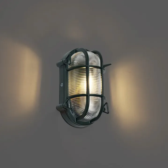 QAZQA Gartenbeleuchtung|Außenwandleuchten*Außenwand- und Deckenleuchte Dunkelgrün Oval IP44 - Noutica