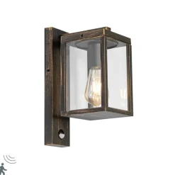 QAZQA Gartenbeleuchtung|Außenleuchten Mit Sensor*Außenwandlaterne Antikgold mit Bewegungssensor IP44 - Charlois