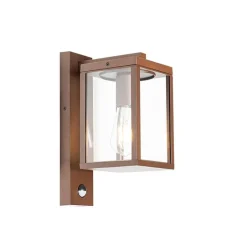 QAZQA Gartenbeleuchtung|Außenleuchten Mit Sensor*Außenwandlaterne rostbraun mit Bewegungssensor IP44 - Charlois