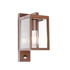 QAZQA Gartenbeleuchtung|Außenleuchten Mit Sensor*Außenwandlaterne rostbraun mit Bewegungssensor IP44 - Charlois