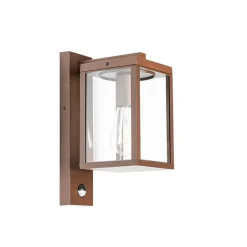 QAZQA Gartenbeleuchtung|Außenleuchten Mit Sensor*Außenwandlaterne rostbraun mit Bewegungssensor IP44 - Charlois