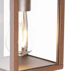 QAZQA Gartenbeleuchtung|Außenleuchten Mit Sensor*Außenwandlaterne rostbraun mit Bewegungssensor IP44 - Charlois