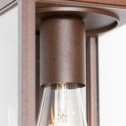 QAZQA Gartenbeleuchtung|Außenleuchten Mit Sensor*Außenwandlaterne rostbraun mit Hell-Dunkel-Sensor IP44 - Charlois