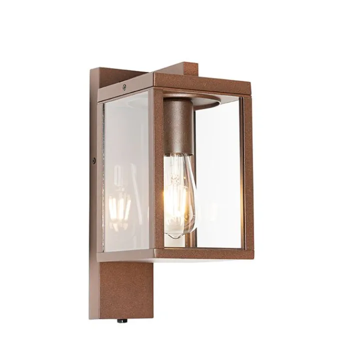 QAZQA Gartenbeleuchtung|Außenleuchten Mit Sensor*Außenwandlaterne rostbraun mit Hell-Dunkel-Sensor IP44 - Charlois