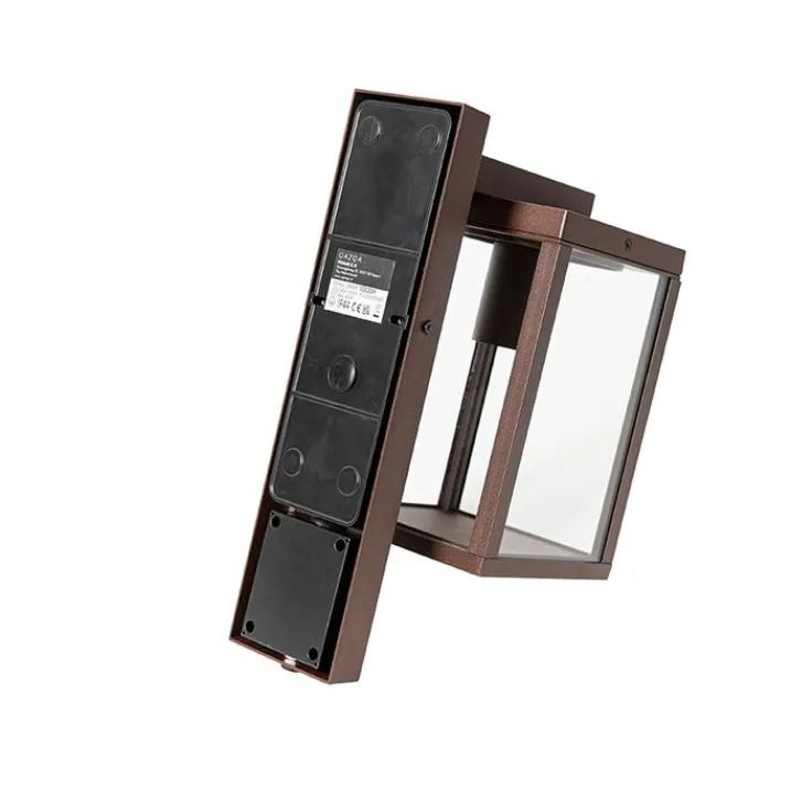 QAZQA Gartenbeleuchtung|Außenleuchten Mit Sensor*Außenwandlaterne rostbraun mit Hell-Dunkel-Sensor IP44 - Charlois