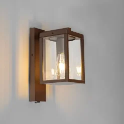 QAZQA Gartenbeleuchtung|Außenleuchten Mit Sensor*Außenwandlaterne rostbraun mit Hell-Dunkel-Sensor IP44 - Charlois