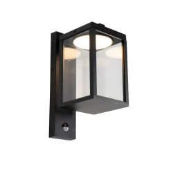 QAZQA Gartenbeleuchtung|Led-Außenleuchten*Außenwandlaterne schwarz inkl. LED-Bewegungsmelder - Ferdinand