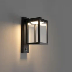 QAZQA Gartenbeleuchtung|Led-Außenleuchten*Außenwandlaterne schwarz inkl. LED-Bewegungsmelder - Ferdinand