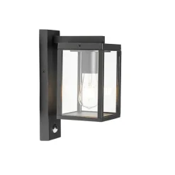 QAZQA Gartenbeleuchtung|Außenleuchten Mit Sensor*Außenwandlaterne schwarz mit Bewegungssensor IP44 - Charlois