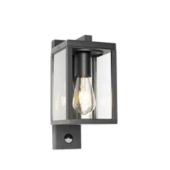 QAZQA Gartenbeleuchtung|Außenleuchten Mit Sensor*Außenwandlaterne schwarz mit Bewegungssensor IP44 - Charlois