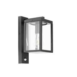 QAZQA Gartenbeleuchtung|Außenleuchten Mit Sensor*Außenwandlaterne schwarz mit Bewegungssensor IP44 - Charlois