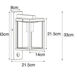 QAZQA Gartenbeleuchtung|Außenleuchten Mit Sensor*Außenwandlaterne schwarz mit Bewegungssensor IP44 - Charlois