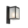 QAZQA Gartenbeleuchtung|Außenwandleuchten*Außenwandlaterne schwarz mit geripptem Glas IP44 - Charlois