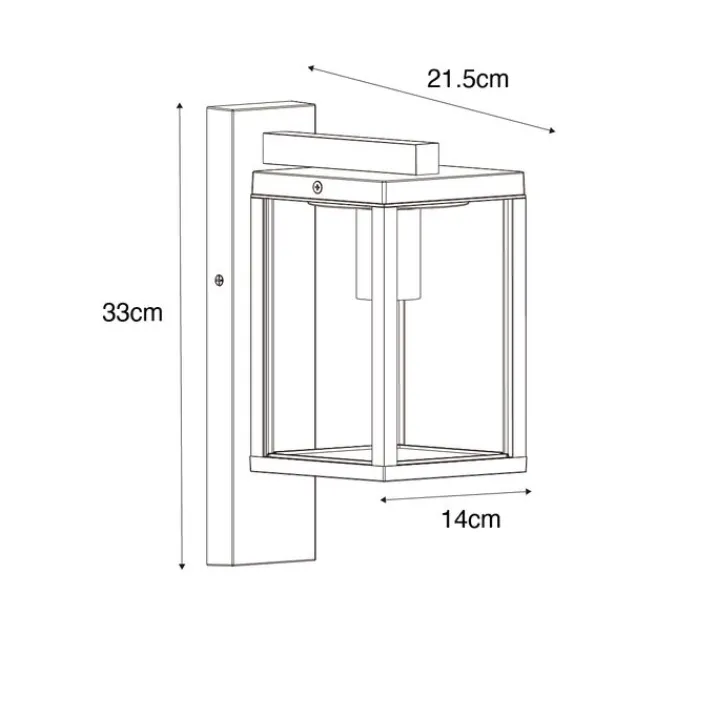QAZQA Gartenbeleuchtung|Außenwandleuchten*Außenwandlaterne schwarz mit geripptem Glas IP44 - Charlois