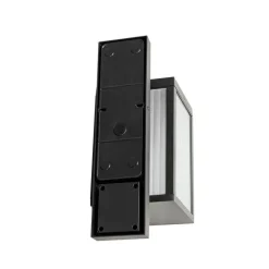 QAZQA Gartenbeleuchtung|Außenwandleuchten*Außenwandlaterne schwarz mit geripptem Glas IP44 - Charlois