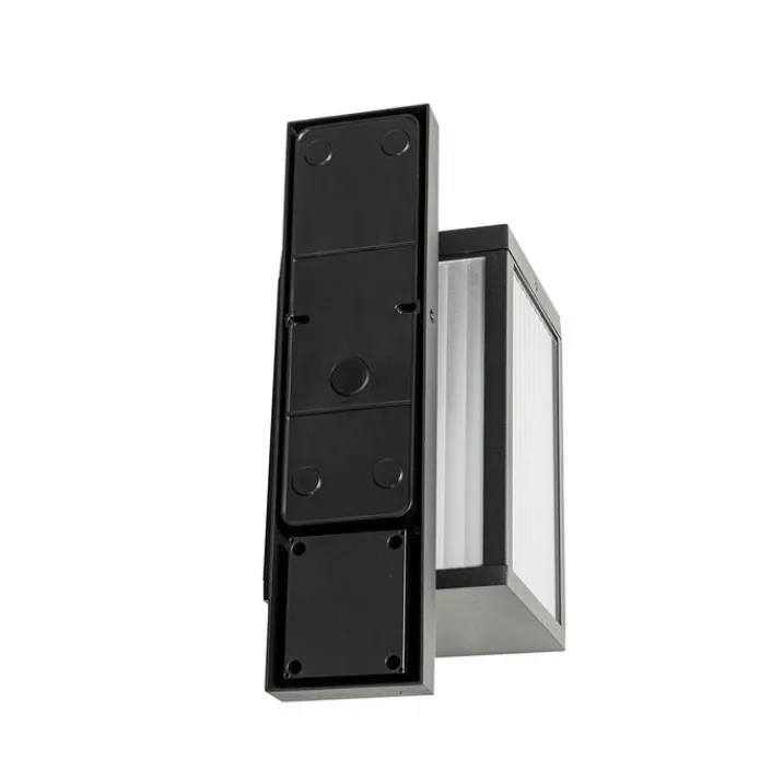 QAZQA Gartenbeleuchtung|Außenwandleuchten*Außenwandlaterne schwarz mit geripptem Glas IP44 - Charlois